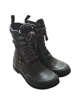 BOGS Sidney Plaid Waterproof Lace Up Boots Olive Green Women’s Size 8BOGS Sidney